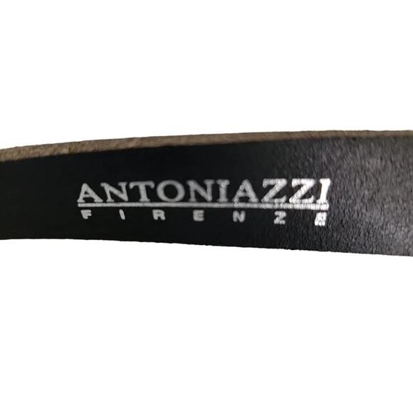 Antoniazzi Firenze Leather Belt Black Silver Women Size XL Italian Designer